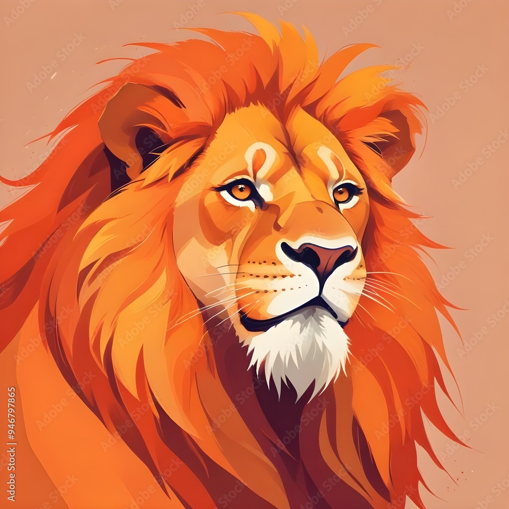 Fototapeta premium Colorful Lion Portrait Wild King Cat Painting Beautiful Animal Background Graphic Design