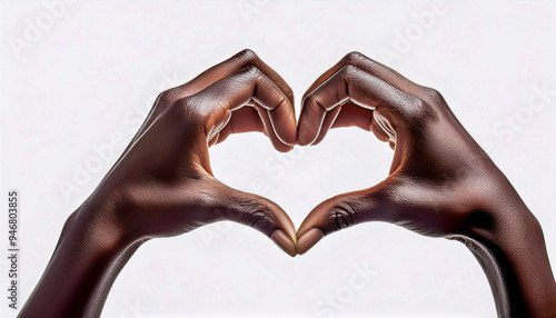 Hands of an African American making the symbol of a heart