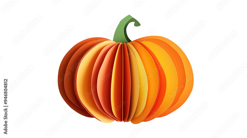 A flat illustration of a paper pumpkin, designed in a simple, minimalist style, isolated on a transparent background A flat illustration of a paper pumpkin, designed in a simple, minimalist style, isolated on a transparent background