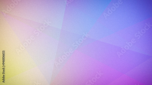 Soft pastel geometric abstract background in 4K featuring a blend of purple, blue, pink, and yellow hues with a grainy texture. Perfect for gentle, modern designs, banners, and wallpapers