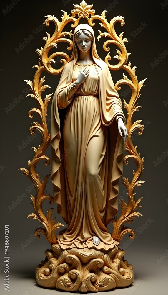 Obraz premium Ornate golden statue of the Virgin Mary
