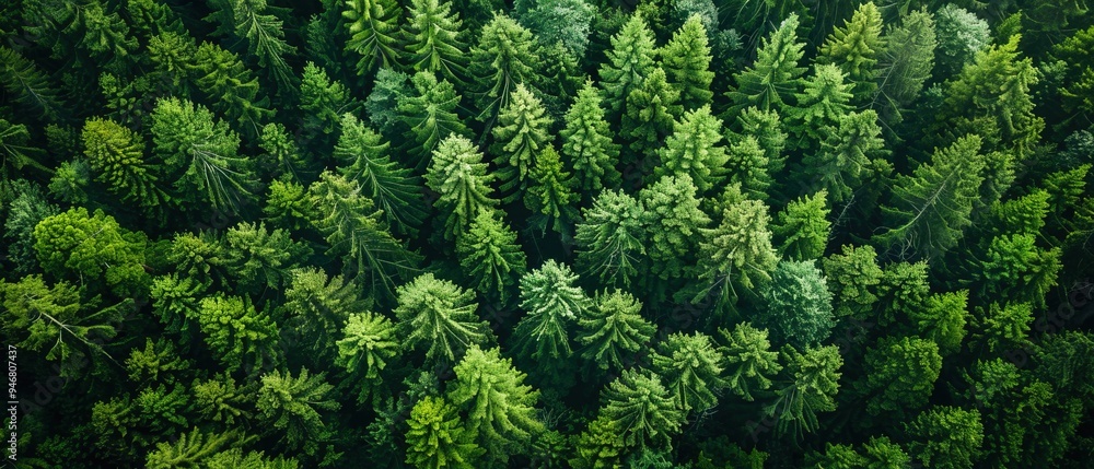 Aerial view of a forest, highlighting the ecosystem and environmental health Aerial view of a forest, highlighting the ecosystem and environmental health