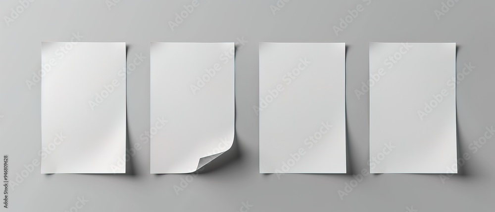 A vector set of realistic 3D blank A4 vertical paper sheets