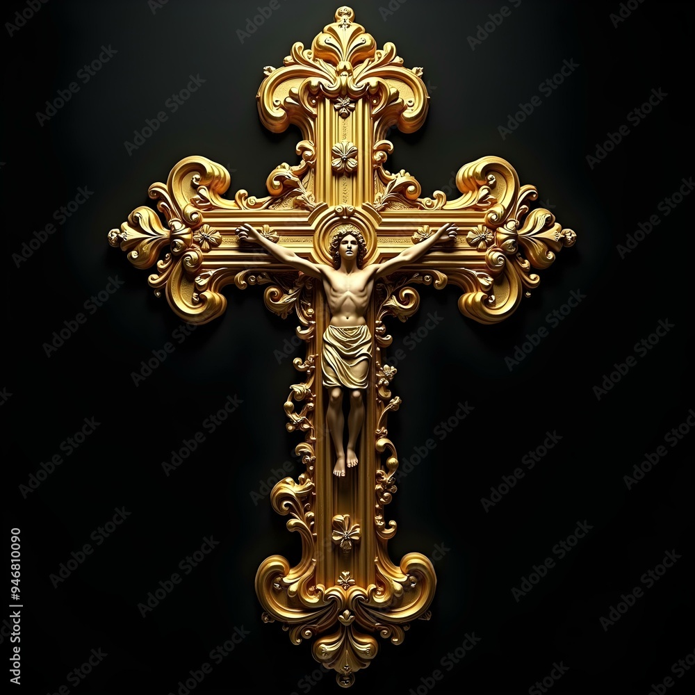 Ornate golden Christian cross Ornate golden Christian cross