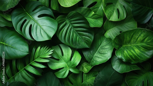 Wallpaper Mural Detailed green plant leaves background with vibrant colors, including unique four-leaf clover leaf standing out among others in nature pattern, luck concept, nature texture design Torontodigital.ca