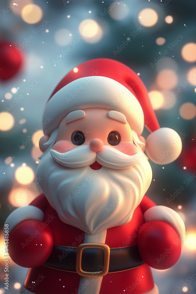 3d cartoon santa claus on blurred bokeh background 3d cartoon santa claus on blurred bokeh background