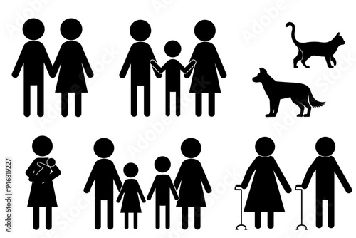 いろいろな家族のピクトグラムセット
