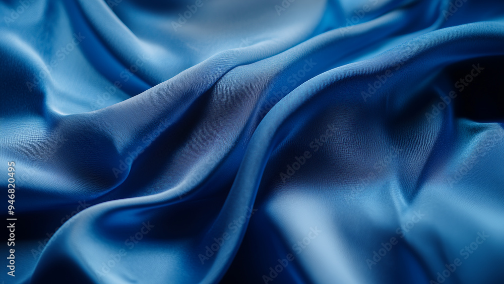 Fototapeta premium Bright Blue Waves: Close-Up of Textured Cloth