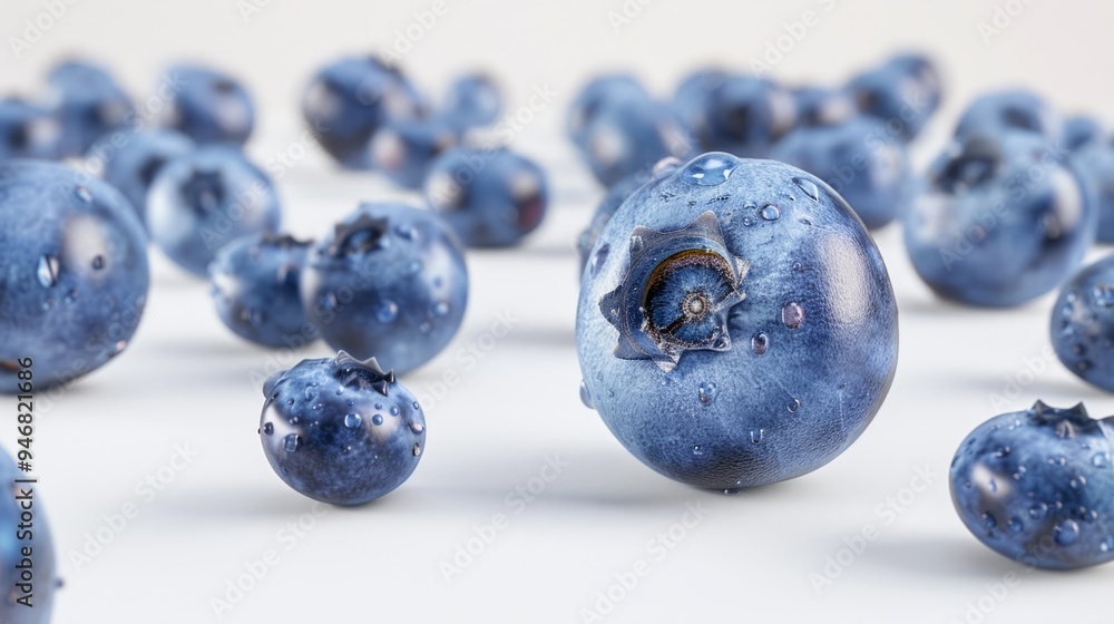 Blueberry in close-up with a white background generative ai Blueberry in close-up with a white background generative ai