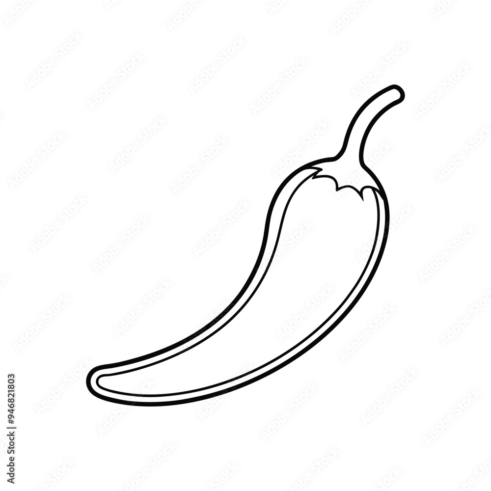 Vector chili hot line out icon illustration on white and black background. Vector chili hot line out icon illustration on white and black background.