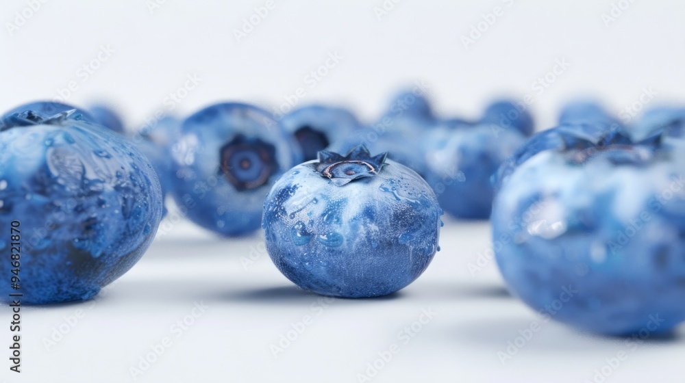 Blueberry in close-up with a white background generative ai Blueberry in close-up with a white background generative ai