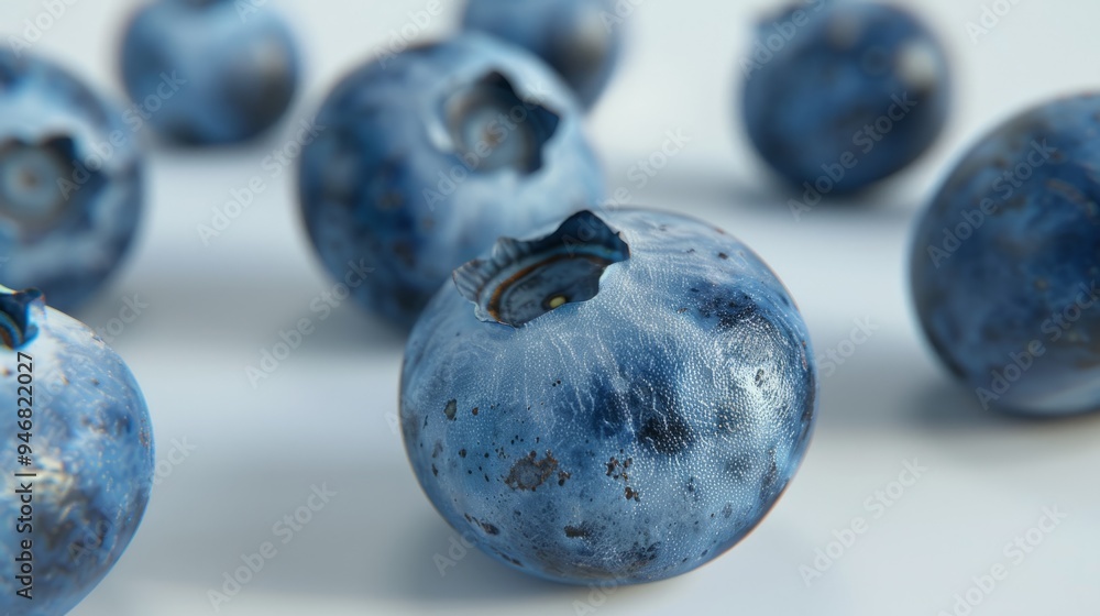 Blueberry in close-up with a white background generative ai Blueberry in close-up with a white background generative ai