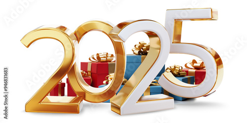 new year 2025 symbol golden...