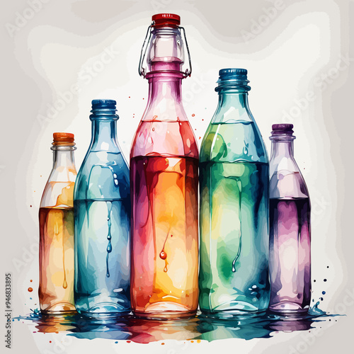 Bottle Ilustration Painting Background Very Cool