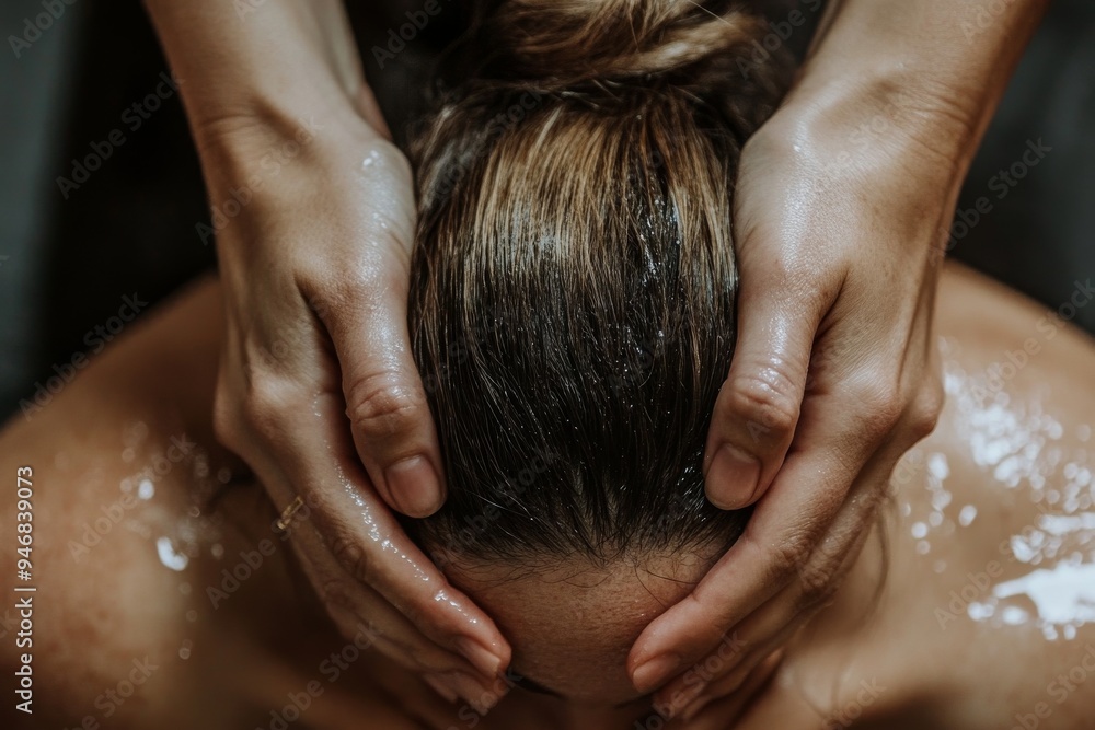 Naklejka premium une photo reprÃ©sentant des soins bien-Ãªtre, esthÃ©tiques, massages, chaleureux, plein de douceur, symbolisant la dÃ©tente extrÃªme, la confiance dans le praticien, pour instagram