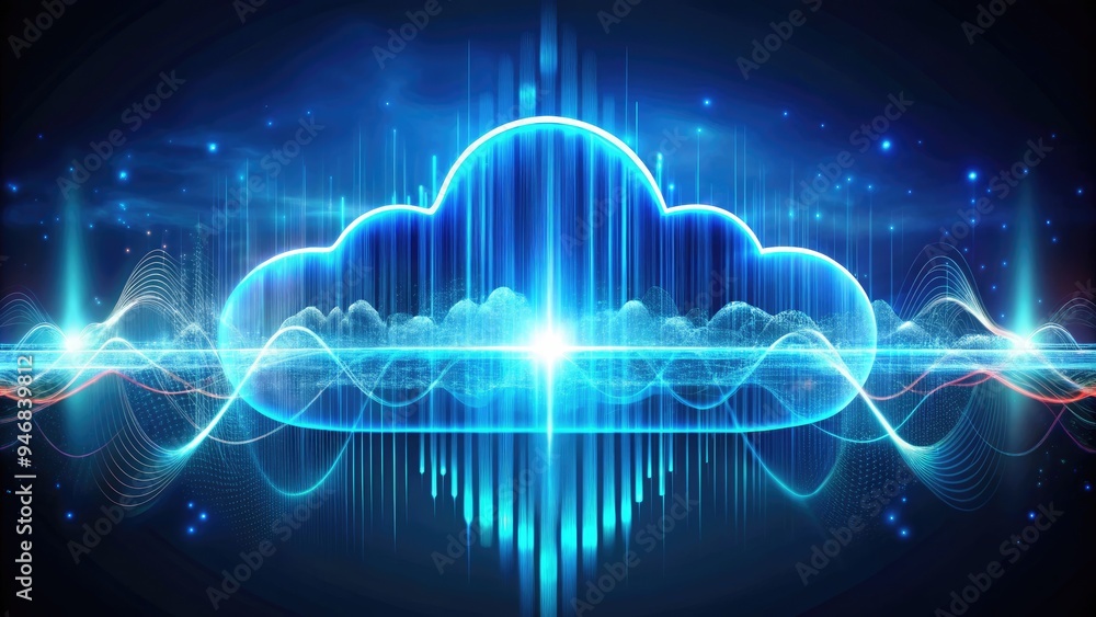 A futuristic illustration of a stylized cloud radiating soundwaves, with abstract vocal patterns and vibrant blue hues, symbolizing innovative communication and digital connectivity. A futuristic illustration of a stylized cloud radiating soundwaves, with abstract vocal patterns and vibrant blue hues, symbolizing innovative communication and digital connectivity.