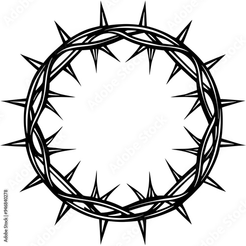 Jesus Christ Vector Line Art crown of thorns front view