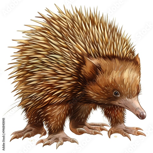 Echidna realristic fantasy animal cartoon isolated whitebackground