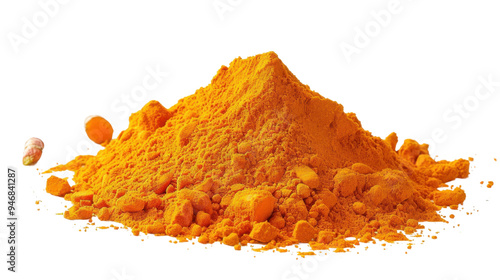 Turmeric curcuma powder isolated on white background photo