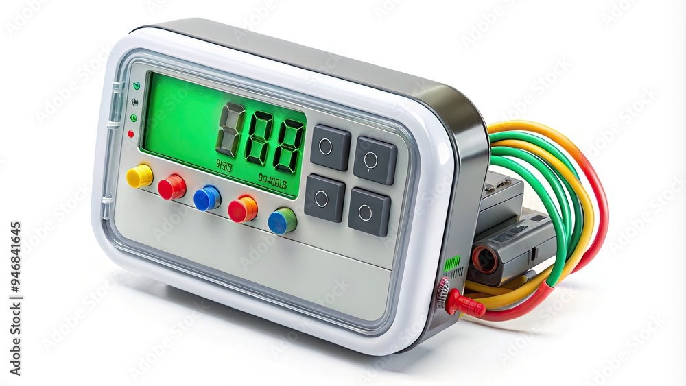 Master Reader Display A handheld digital meter reader displays precise electrical usage data ...
