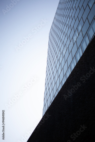 partly framed office building that leads the eye to the sky