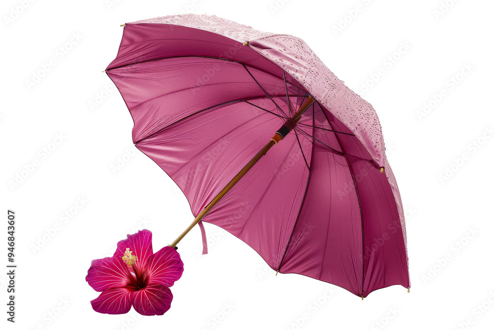 Pink Umbrella with Hibiscus Flower Pink Umbrella with Hibiscus Flower