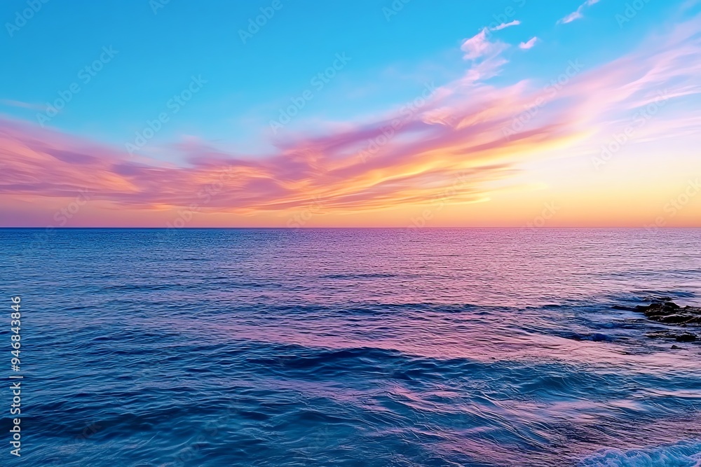 Fototapeta premium Life in pink with a dreamy pastel sky, captured in a photo where the horizon is bathed in soft shades of pink and orange