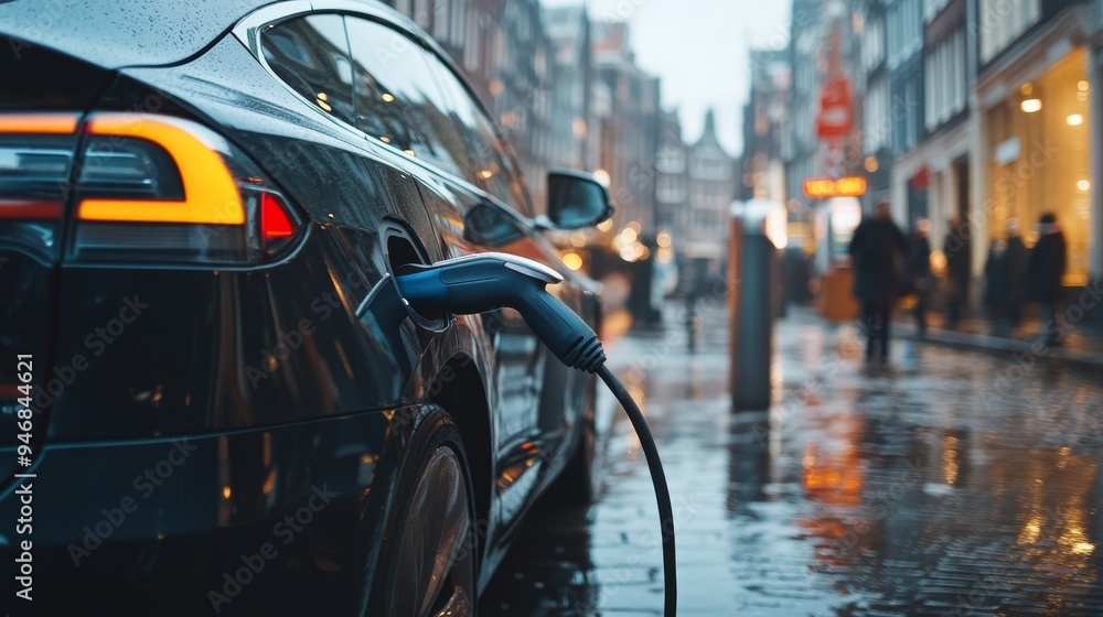 Electric vehicle being charged Electric vehicle being charged