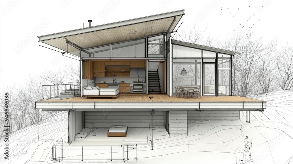 Modern Home Design with Glass Walls and Open Floor Plan Modern Home Design with Glass Walls and Open Floor Plan