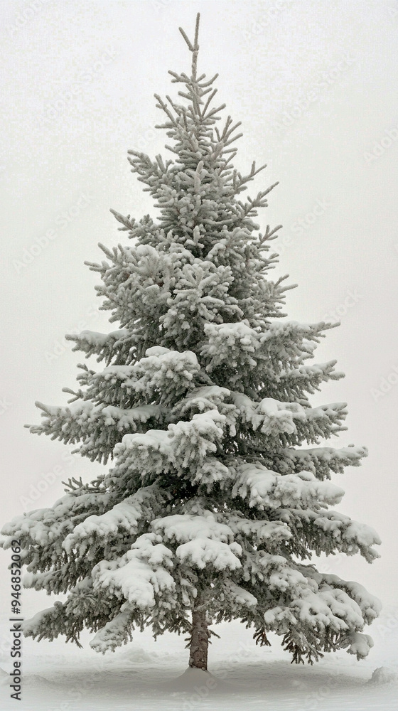 Snow-covered pine tree in winter landscape Snow-covered pine tree in winter landscape