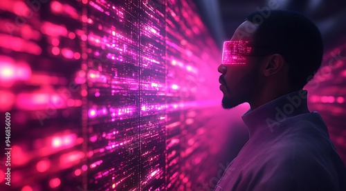 Wallpaper Mural  AI cyber security threat illustration, black african american female IT specialist analyzing data information technology, augmented reality artificial intelligence collage, side profile, copy space  Torontodigital.ca