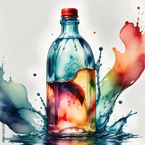 Bottle Ilustration Painting Background Very Cool