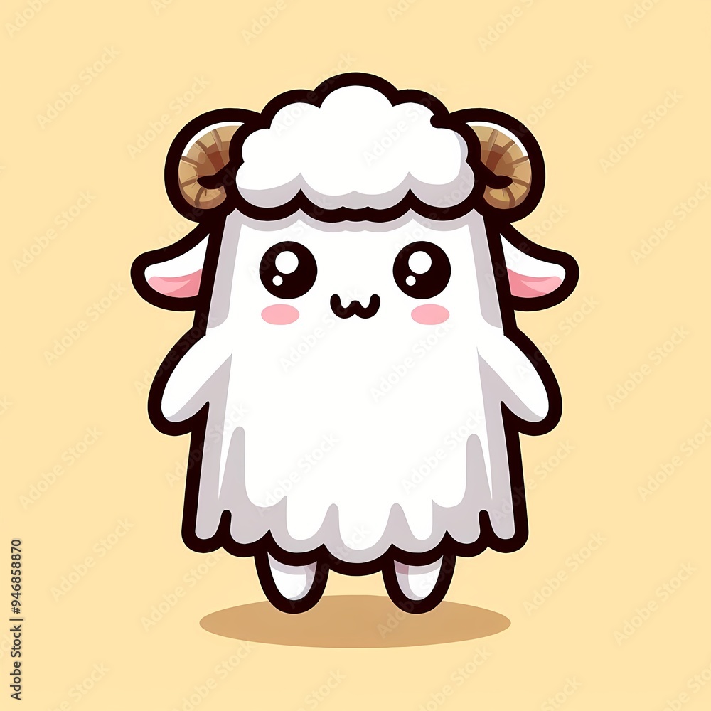 Fototapeta premium Cute Ghost Sheep Standing Cartoon Vector Icon Illustration