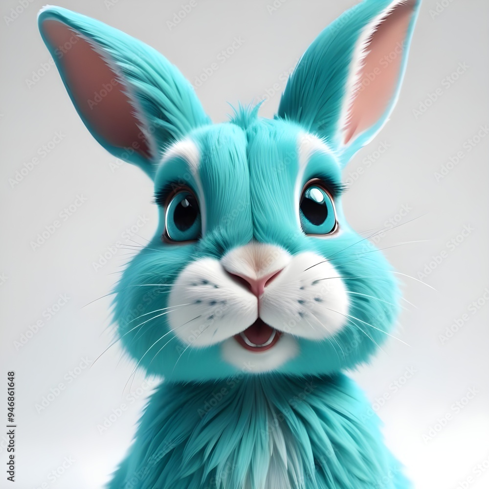 Fototapeta premium Colorful Rabbit Portrait Animal Painting Beautiful Easter Background Graphic Design