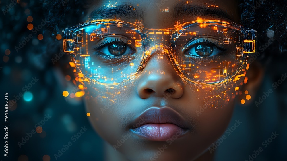 Inclusive image of a of a black IT school student studying at computer learning digital code online software ai cyber security threats. Artificial intelligence cyberspace data coding education Inclusive image of a of a black IT school student studying at computer learning digital code online software ai cyber security threats. Artificial intelligence cyberspace data coding education