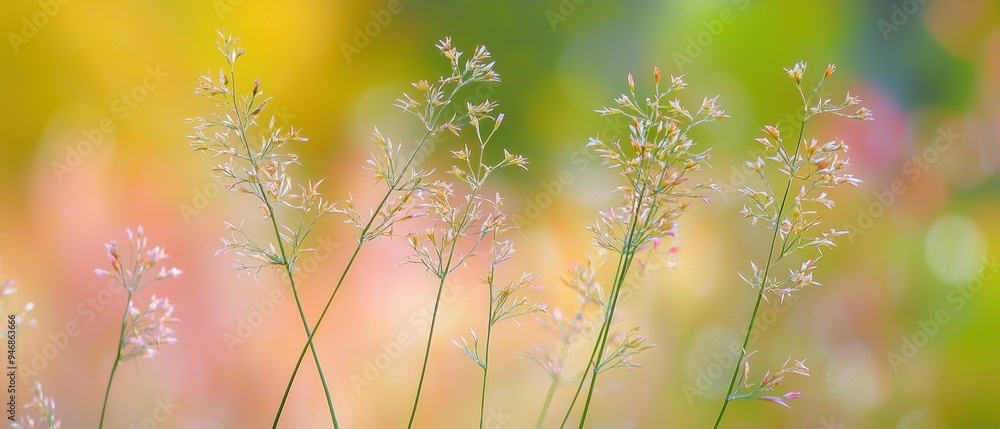 Delicate White Flowers on Tall Green Stems with a Soft Blurred Background Delicate White Flowers on Tall Green Stems with a Soft Blurred Background