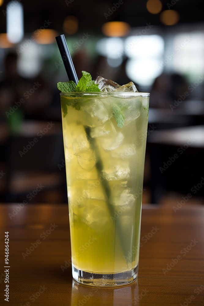 A glass of iced green tea generative AI A glass of iced green tea generative AI