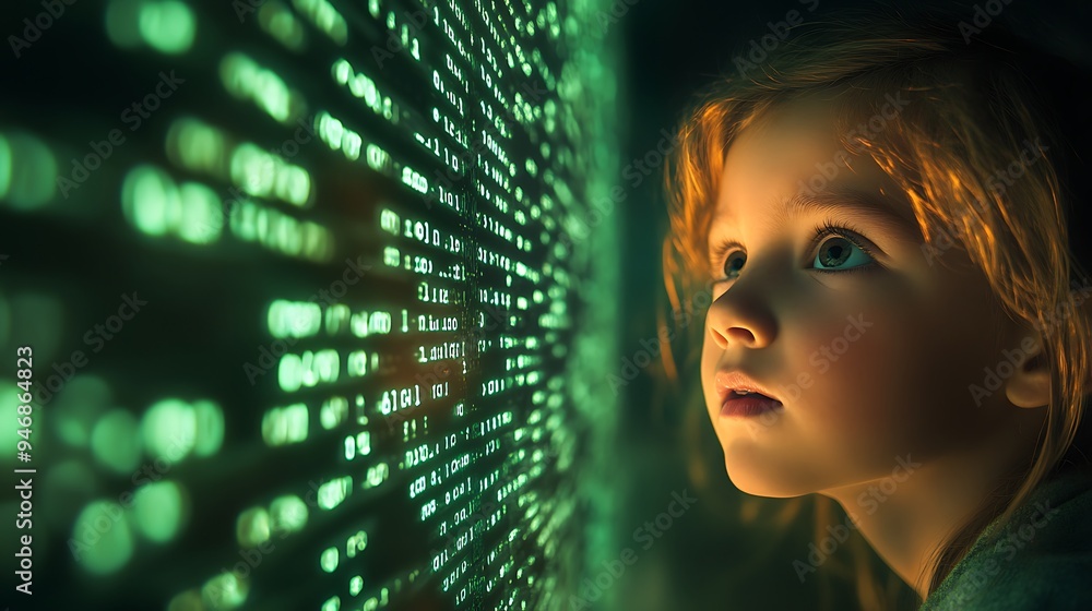 Inclusive image of a of a black IT school student studying at computer learning digital code online software ai cyber security threats. Artificial intelligence cyberspace data coding education Inclusive image of a of a black IT school student studying at computer learning digital code online software ai cyber security threats. Artificial intelligence cyberspace data coding education