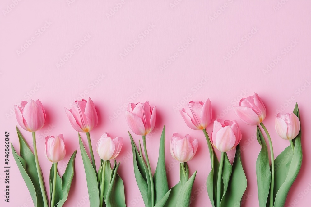 Pink Tulips on Pink Background in Flat Lay Top View, Featuring Space for Text, Ideal for Happy Mother’s Day or Women’s Day Celebration, Minimal Style Spring Floral Frame with Copy Space Pink Tulips on Pink Background in Flat Lay Top View, Featuring Space for Text, Ideal for Happy Mother’s Day or Women’s Day Celebration, Minimal Style Spring Floral Frame with Copy Space