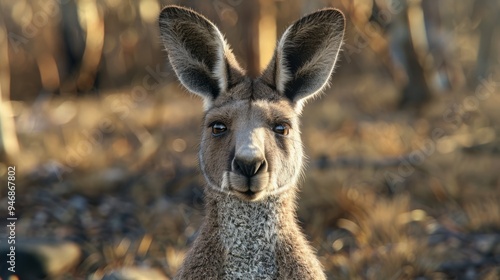 Kangaroo closeup with natural landscape generative ai