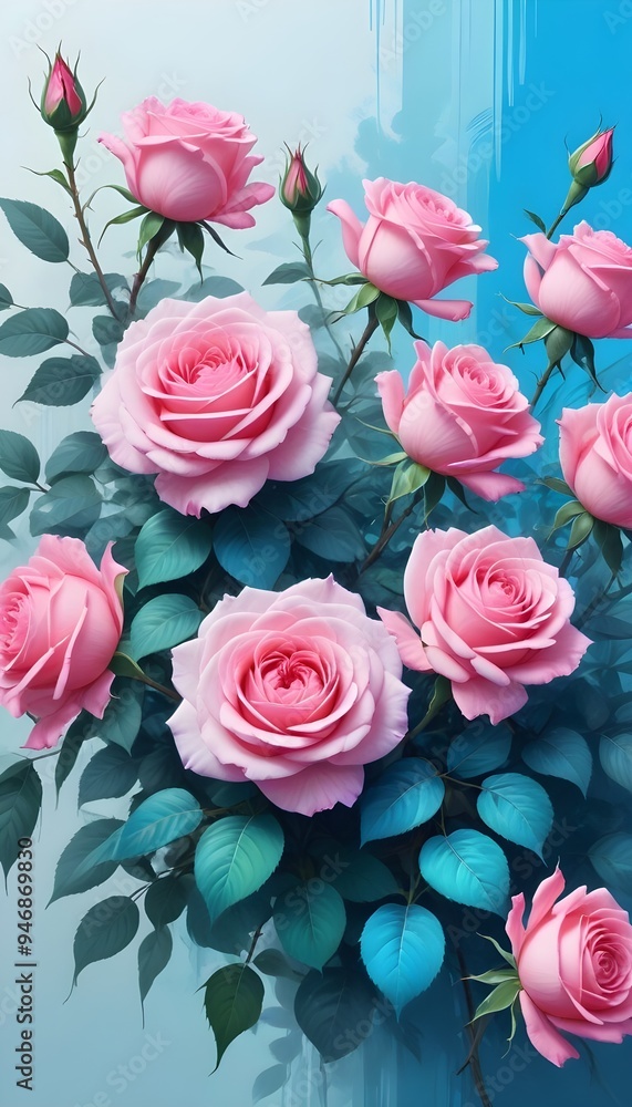 Colorful Roses Flowers Digital Painting Beautiful Abstract Blossoms Background Graphic Design Colorful Roses Flowers Digital Painting Beautiful Abstract Blossoms Background Graphic Design