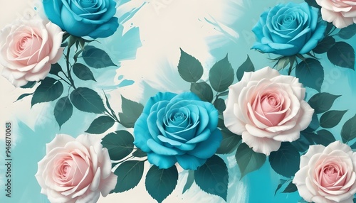 Colorful Roses Flowers Digital Painting Beautiful Abstract Blossoms Background Graphic Design