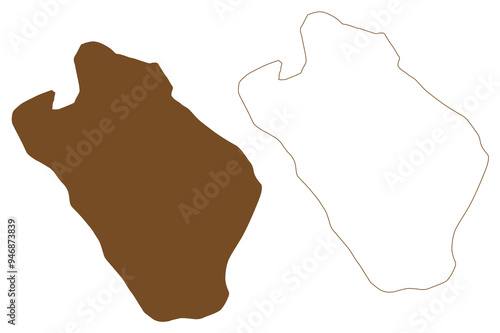 Greely island (Russia, Russian Federation, Franz Josef Land archipelago) map vector illustration, scribble sketch Ostrov Grili map