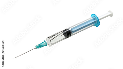 Injection with a syringe isolated on white background photo