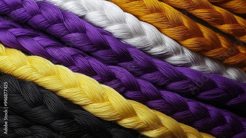 Intersex LGBT advocacy Close-up of interwoven threads in purple photo