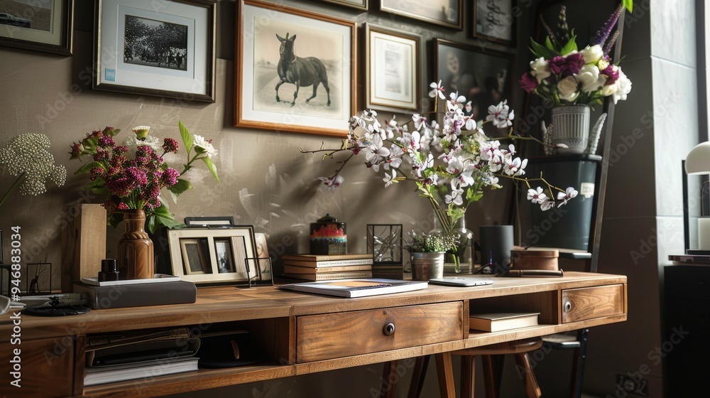 Sleek and Stylish: Living Room with Mock-Up Frames and Natural Decor Sleek and Stylish: Living Room with Mock-Up Frames and Natural Decor