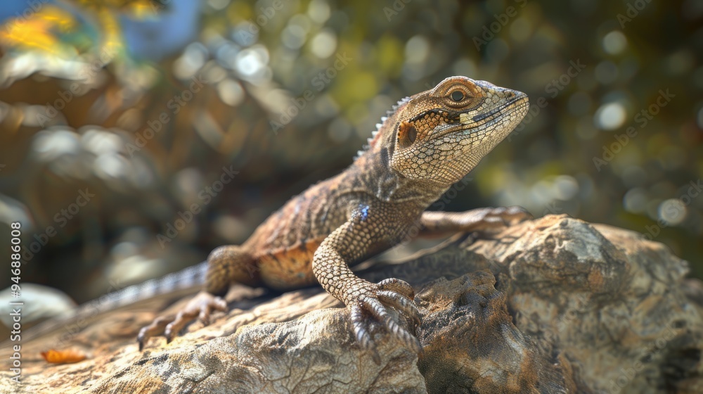 Lizard closeup with natural landscape generative ai Lizard closeup with natural landscape generative ai