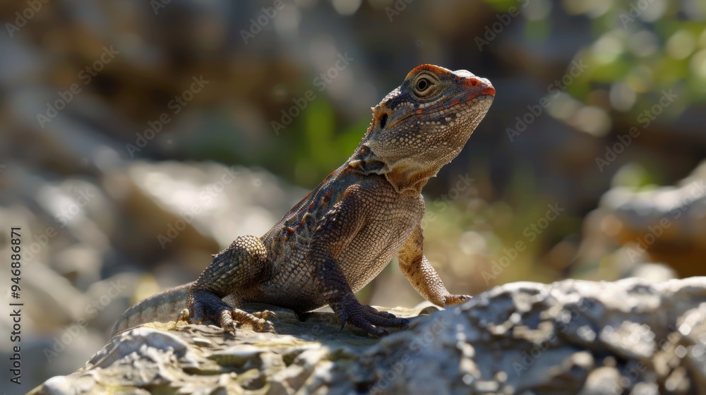 Lizard closeup with natural landscape generative ai Lizard closeup with natural landscape generative ai