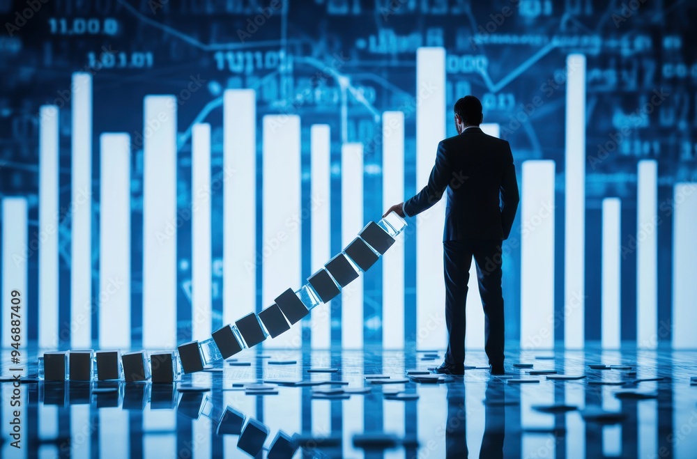 Businessman Building Success with Blocks and Charts Businessman Building Success with Blocks and Charts