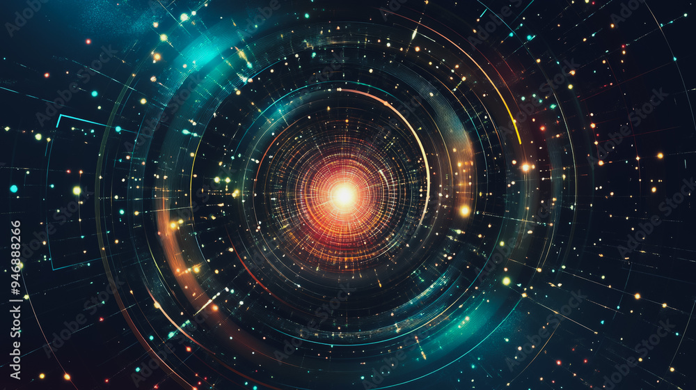Obraz premium Abstract digital spiral line background electromagnetic wave background Innovation digital background information technology background The background is the background. gradient wave digital wave